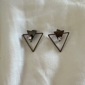 Sabika Geometric Triangle Earrings with Crystal Accents